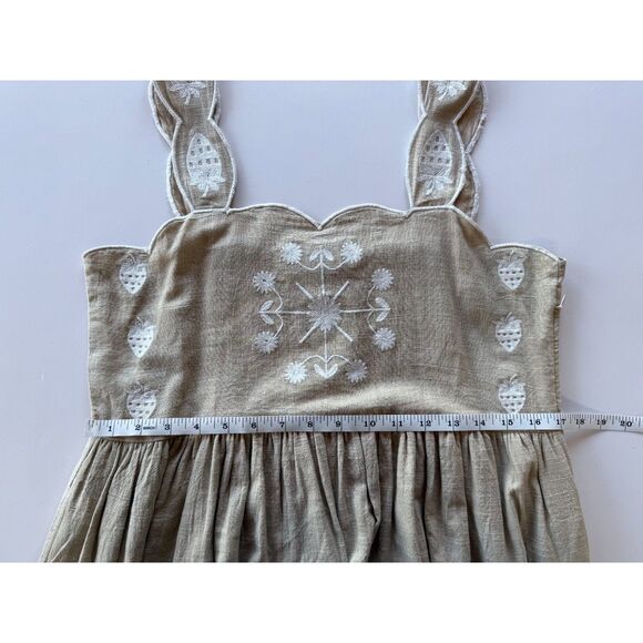 NWT Isla Payal Taormina Strawberry Beige & White Embroidered Cotton Maxi Dress S - Picture 11 of 12